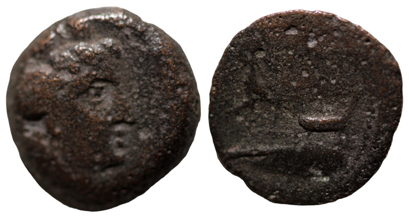 Phoenicia. Arados. (242-166 BC) Æ Bronze. (17mm, 3,23g) Obv: head of Tyche right...