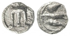 Bruttium, Kroton, c. 430-420 BC. AR Obol (6mm, 0.41g, 2h). Tripod. R/ Eagle flying r. HNItaly 2121; SNG ANS -; McClean 1675. Scarce, about VF