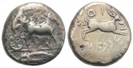 Sicily, Messana, 478-476 BC. AR Tetradrachm (25mm, 17.31g, 5h). Charioteer, holding kentron in l. hand and reins in both, driving slow biga of mules r...