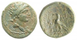 Kings of Thrace, Odrysian (Astaian). Sadalas II (c. 49/8-42 BC). Æ (16mm, 3.74g, 11h). Diademed and draped bust r. R/ Eagle standing l. on thunderbolt...