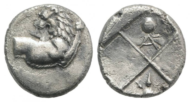 Thrace, Chersonesos, c. 386-338 BC. AR Hemidrachm (13mm, 2.19g). Forepart of lio...
