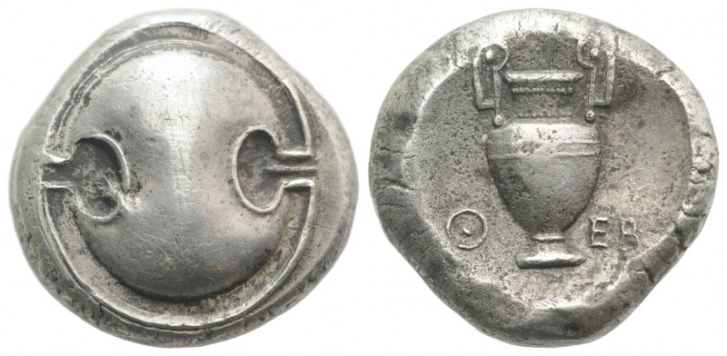 Boeotia, Thebes, c. 425-400 BC. Fake Stater (21mm, 10.79g). Boeotian shield. R/ ...