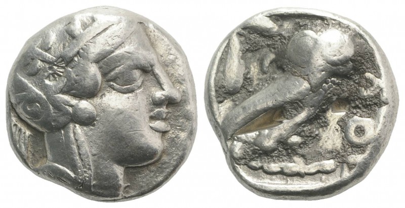 Attica, Athens, c. 454-404 BC. AR Tetradrachm (24mm, 17.23g, 9h). Helmeted head ...