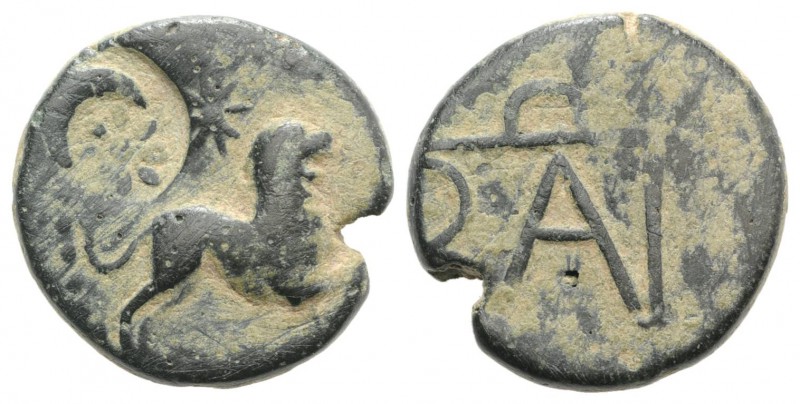 Kings of Bosporos, Polemo I (c. 14/3-10/9 BC). Æ (18mm, 5.08g, 12h). Lion runnin...