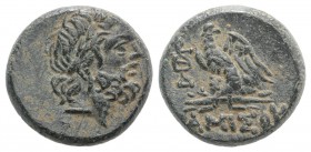 Pontos, Amisos, time of Mithradates VI, c. 85-65 BC. Æ (20mm, 8.46g, 12h). Laureate head of Zeus r. R/ Eagle standing l., head r., on thunderbolt; mon...