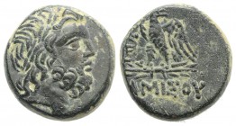 Pontos, Amisos, time of Mithradates VI, c. 85-65 BC. Æ (19mm, 8.35g, 12h). Laureate head of Zeus r. R/ Eagle standing l., head r., on thunderbolt; [mo...