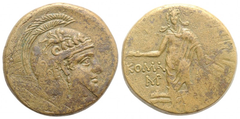 Pontos, Komana, c. 105-90 or 90-85 BC. Æ (30mm, 19.28g, 1h). Helmeted head of At...
