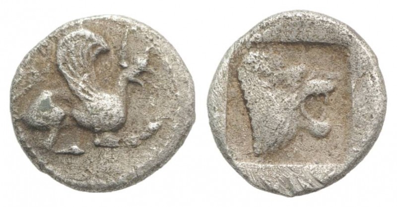 Troas, Assos, c. 479-450 BC. AR Hemiobol (6mm, 0.28g, 3h). Griffin leaping r. R/...