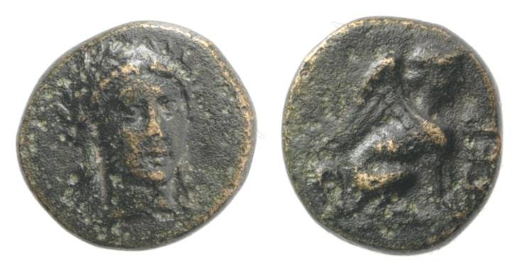 Troas, Gergis, c. 350-300 BC. Æ (8mm, 0.75g, 10h). Head of Sibyl Herophile facin...