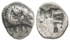 Troas, Kebren, c. 5th century BC. AR Diobol (10mm, 1.05g). Head of ram r. R/ Quadrapartite incuse square. SNG Copenhagen 254; SNG von Aulock 1544. Nea...