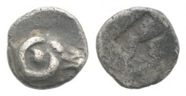 Troas, Kebren, c. 5th century BC. AR Tetartemorion (4mm, 0.12g). Ram’s head r. R/ Quadripartite incuse square. Cf. SNG Copenhagen 256. Good VF