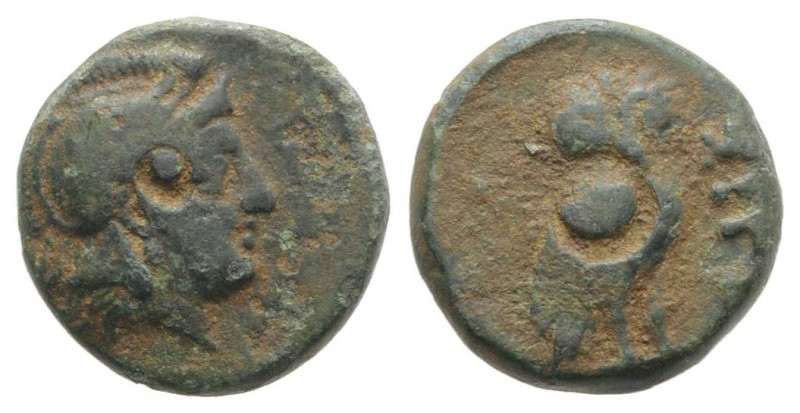 Troas, Sigeion, c. 4th-3rd centuries BC. Æ (12mm, 1.94g, 6h). Helmeted head of A...