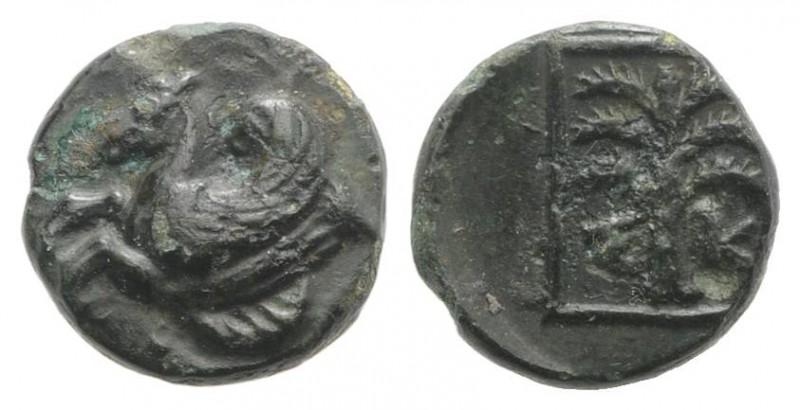 Troas, Skepsis, c. 400-310 BC. Æ (9mm, 0.95g, 7h). Forepart of Pegasos l. R/ Fir...