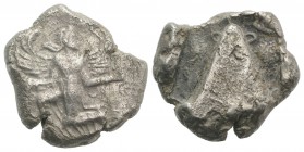 Caria, Kaunos, c. 490-470 BC. AR Stater (21mm, 10.97g, 11h). Winged female figure in kneeling-running stance l., head r. R/ Baetyl within incuse squar...