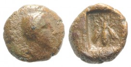 Lycia, Telmessos, 2nd-1st centuries BC. Æ (11mm, 2.44g, 7h). Head of Hermes(?) r. R/ Bee; T-E across upper field; all within incuse square. SNG Copenh...
