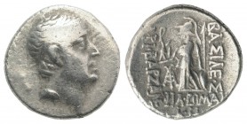 Kings of Cappadocia, Ariobarzanes I (96-63 BC). AR Drachm (16mm, 3.89g, 12h). Mint A (Eusebeia-Mazaka), year RY 27 (69/8 BC). Diademed head r. R/ Athe...