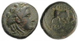 Seleukid Kings, Seleukos I (312-281 BC). Æ (20mm, 7.38g, 9h). Antioch ad Orontes, c. 285-280 BC. Head of Medusa r. R/ Bull butting r. SC 21.2; HGC 9, ...