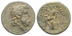 Seleukid Kings, Demetrios II (First reign, 146-138 BC). Æ (24mm, 14.32g, 12h). Antioch on the Orontes, c. 146-145 BC. Laureate head of Zeus r. R/ Apol...