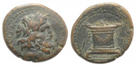 Seleukis and Pieria, Antioch, Civic issue. Æ Trichalkon (18mm, 5.21g, 12h). Dated Year 117 of the Caesarean Era (AD 68/9). Laureate head of Zeus r. R/...