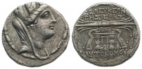 Seleukis and Pieria, Seleukeia Pieria, 105/4-83/2 BC. AR Tetradrachm (28mm, 13.46g, 12h), year 13 (97/6 BC). Veiled and turreted bust of Tyche r. R/ F...