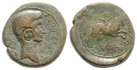 Augustus (27 BC-AD 14). Macedon, Amphipolis. Æ (22mm, 9.50g, 6h). Bare head r.; c/m on cheek. R/ Artemis Tauropolos r. RPC I 1626; SNG ANS 164. Good F...