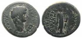 Augustus (27 BC-AD 14). Phrygia, Hierapolis. Æ (19mm, 5.14g, 12h). Diphilus, son of Diphilus, archon. Bare head r. R/ Apollo standing r., holding plec...