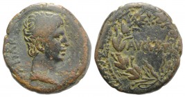Augustus (27 BC-AD 14). Seleucis and Pieria, Antioch. Æ (24mm, 9.28g, 12h), c. 27-5 BC. Bare head r. R/ AVGVSTVS within wreath. RPC I 4100; McAlee 190...