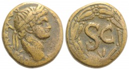 Nero (54-68). Seleucis and Pieria, Antioch. Æ (26mm, 13.92g, 12h), c. AD 65-6. Laureate head r. R/ Large SC within wreath. McAlee 289d; RPC I 4297. Br...
