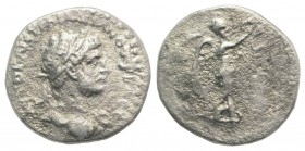 Hadrian (117-138). Cappadocia, Caesaraea-Eusebia. AR Hemidrachm (13mm, 1.37g, 12h). Laureate bust r., with slight drapery. R/ Nike advancing r., holdi...