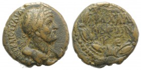 Hadrian (117-138). Chalcidice, Chalcis. Æ (23mm, 9.27g, 12h). Laureate bust r., slight drapery. R/ ΦΛ XAΛ/KIΔЄωN/ K Є in three lines within wreath. RP...