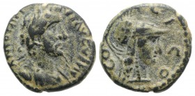 Antoninus Pius (138-161). Lycaonia, Iconium. Æ (18mm, 5.14g, 12h). Laureate and draped bust of Antoninus Pius r. R/ Helmeted head of Athena r. RPC IV ...