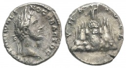 Antoninus Pius (138-161). Cappadocia, Caesarea. AR Drachm (16mm, 3.16g, 6h), year 2 (AD 139). Bare head r. R/ Mt. Argaeus surmounted by Helios standin...