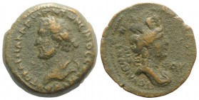 Antoninus Pius (138-161). Seleucis and Pieria, Laodicea ad Mare. Æ (25.5mm, 10.43g, 12h), year 187 (139/140). Laureate head l. R/ Turreted head of Tyc...