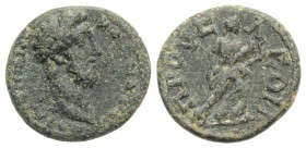 Commodus (177-192). Bithynia, Prusa. Æ (16mm, 2.66g, 6h). Laureate head r. R/ Artemis advancing r., holding torch in each hand. RPC IV online 4799 (te...