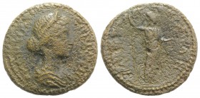 Julia Domna (Augusta, 193-211). Troas, Ilium. Æ (26mm, 8.01g, 7h). Draped bust r. R/ Athena standing r., holding spear and Nike; shield at side. Belli...