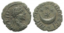 Caracalla (198-217). Moesia Inferior, Nicopolis ad Istrum. Æ (15mm, 2.69g, 1h). Laureate, draped and cuirassed bust r. R/ Star and crescent. Varbanov ...
