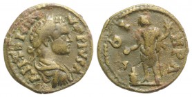 Caracalla (198-217). Mysia, Parium. Æ (22mm, 5.28g, 7h). Laureate, draped and cuirassed bust r. R/ Genius standing l., holding cornucopia and sacrific...