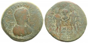 Caracalla (198-217). Cilicia, Tarsus. Caracalla (198-217). Æ (34mm, 21.32g, 6h). Bust r., wearing crown and garment of the demiurgus. R/ Perseus, hold...