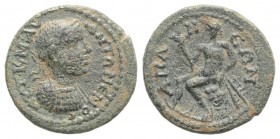 Elagabalus (218-222). Phrygia, Apameia. Æ (20mm, 4.04g, 6h). Laureate and cuirassed bust r. R/ Marsyas seated l. on rocks, holding cornucopia and aulu...