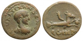 Severus Alexander (Caesar, AD 222). Mysia, Parium. Æ (22mm, 5.68g, 12h). Bareheaded, draped and cuirassed bust r. R/ Capricorn r., with globe between ...