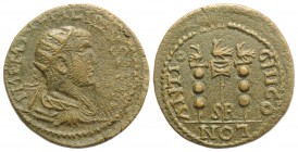 Philip I (244-249). Pisidia, Antioch. Æ (27mm, 11.28g, 7h). Radiate, draped and cuirassed bust r., seen from behind. R/ Aquila between two signa. SNG ...