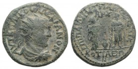 Valerian I (253-260). Phrygia, Cotiaeum. Æ (25mm, 8.30g, 1h). Ail. Demetrianos, archon. Radiate, draped and cuirassed bust r. R/ Hygieia standing r., ...