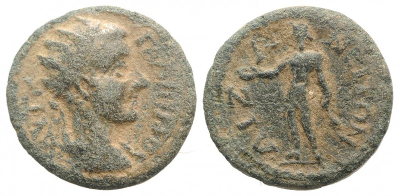 Gallienus (253-268). Phrygia, Aezanis. Æ (20mm, 5.53g, 6h). Radiate, draped, and...