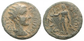 Gallienus (253-268). Phrygia, Aezanis. Æ (20mm, 5.53g, 6h). Radiate, draped, and cuirassed bust r. R/ Apollo standing l., holding patera and branch. S...