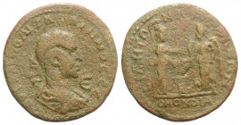 Gallienus (253-268). Pamphylia, Side in alliance with Attalia. Æ 5 Assaria (30mm, 9.61g, 6h). Laureate, draped and cuirassed bust r.; E (value) before...