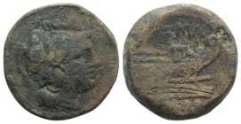 Anonymous, Rome, after 211 BC. Æ Triens (23mm, 8.51g, 3h). Helmeted head of Minerva r. R/ Prow of galley r. Crawford 56/4; RBW 206. Good Fine
