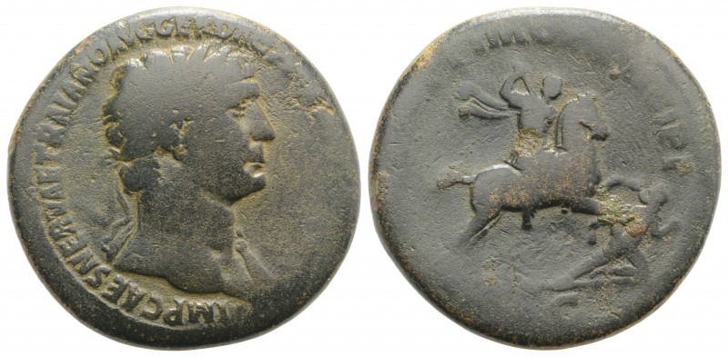 Trajan (98-117). Æ Sestertius (34mm, 24.37g, 6h). Rome, c. 107-110. Laureate bus...