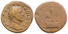 Divus Antoninus Pius (died 161). Æ Sestertius (33mm, 28.72g, 12h). Rome, c. AD 161. Bare head r. R/ Column surmounted by statue of Pius holding eagle ...