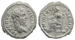 Septimius Severus (193-211). AR Denarius (19mm, 3.67g, 12h). Rome, AD 208. Laureate head r. R/ Concordia seated l., holding patera and sceptre. RIC IV...
