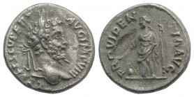 Septimius Severus (193-211). AR Denarius (17.5mm, 3.94g, 11h). Laodicea, 196-7. Laureate head r. R/ Providentia standing l., holding wand over globe a...